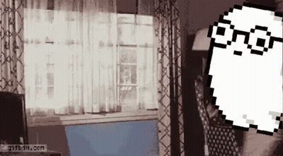 House With Stained Glass Snowflake Window GIF