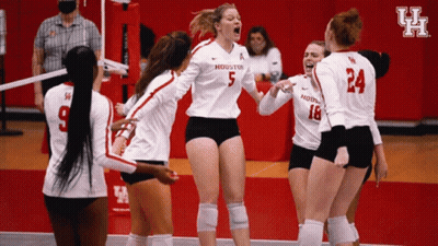 Houston Female Volleyball Players Celebrating Victory GIF