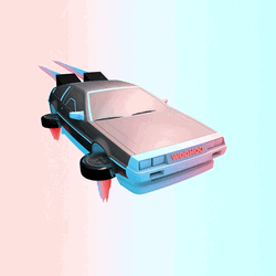 Hovering Delorean With Rocket Nozzles GIF