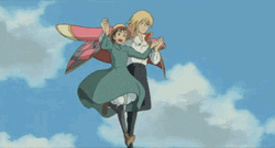 Howl's Moving Castle Howl And Sophie Walking On Air GIF