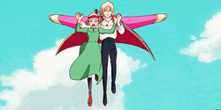 Howl's Moving Castle Sophie Howl Rooftop GIF