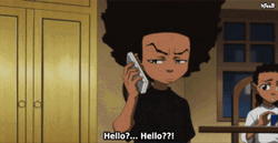 Huey Freeman Calling Someone GIF