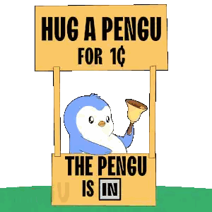Hug A Penguin Sign Sticker