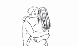 Hug Romantic Cartoon Couple GIF