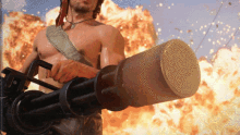Huge Gun Shooting Big Fire Background GIF