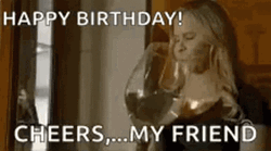 Huge Happy Birthday Wine Drink GIF