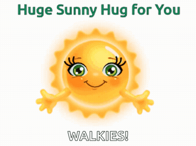 Huge Sunny Hug For You Walkies With A Smiling Sun On A White Background GIF