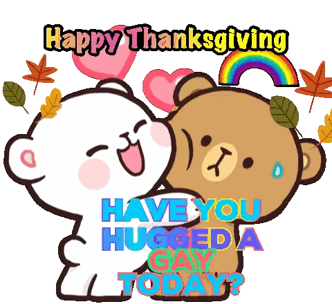 Hugging Bears Thanksgiving Card Sticker