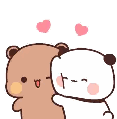 Hugging Bears With Hearts Sticker