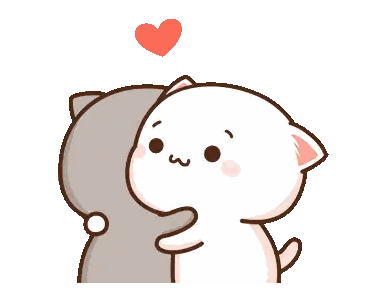 Hugging Cats With Heart Sticker