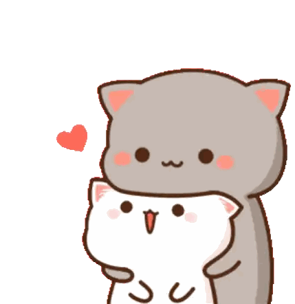 Hugging Cats With Heart Sticker