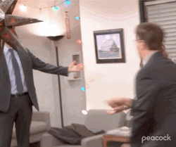 Hugging Dwight Schrute Jim Halpert GIF