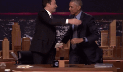 Hugging Jimmy Fallon Barrack Obama GIF