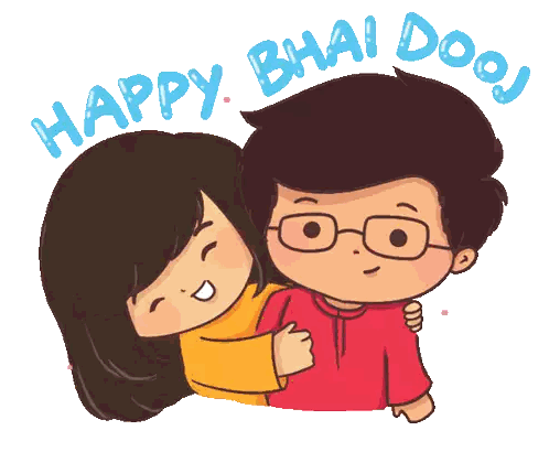 Hugging Man And Woman With Happy Bhai Dooj Sticker