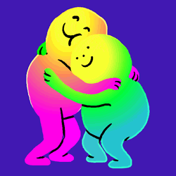 Hugging Neon Blob Cartoon GIF