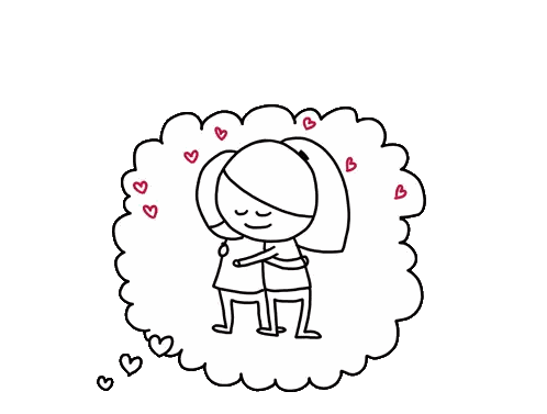 Hugging People With Hearts Sticker