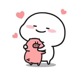 Hugging Pink Pig With Hearts Sticker