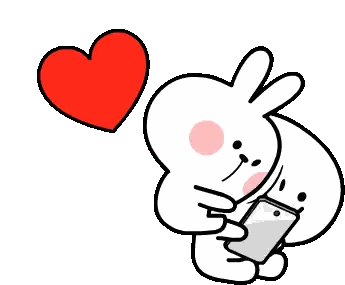 Hugging Rabbits With Heart Background Sticker