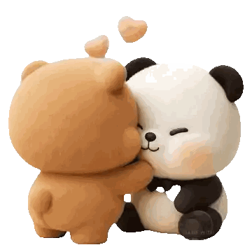 Hugging Teddy And Panda With Hearts Sticker