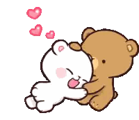 Hugging Teddy And Panda With Hearts Sticker