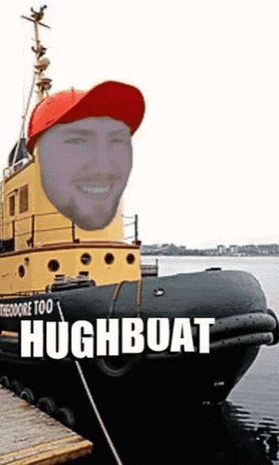 Hughboat With Man's Head On Side GIF