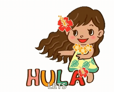 Hula Girl With Flower Saying Hula Lets GIF