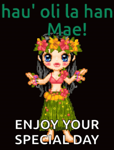 Hula Girl With Flowers Enjoy Your Day GIF