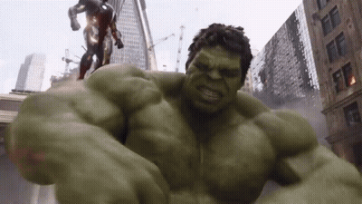 Hulk And Iron Man Fighting In City GIF