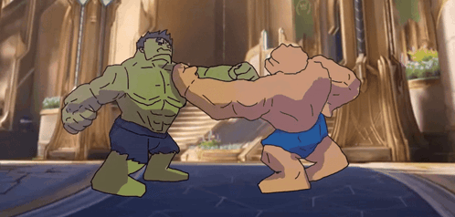 Hulk And Thing Fighting GIF