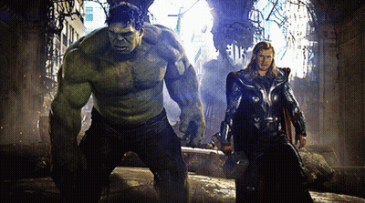 Hulk And Thor Standing On Rock GIF
