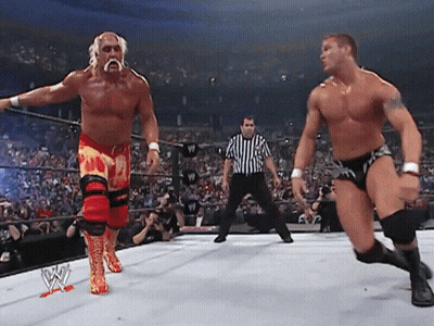 Hulk Hogan And Randy Orton In A Wrestling Match GIF