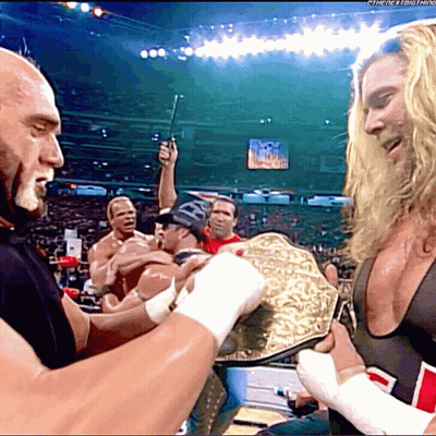 Hulk Hogan Holding Wrestling Belt GIF