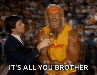 Hulk Hogan Is Being Interviewed By A Reporter In Front Of A Crowd And Says It 'S All You Brother . GIF