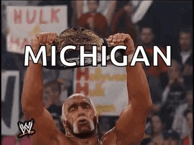 Hulk Hogan Is Holding A World Heavyweight Wrestling Championship Belt Over His Head . GIF