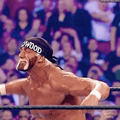 Hulk Hogan Wrestling With Hollywood Headband GIF