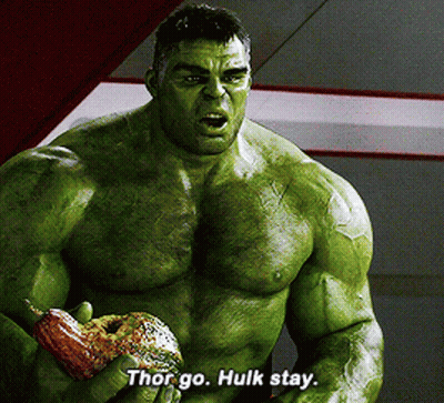 Hulk Holding Donut Saying Thor Stay GIF