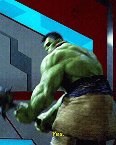Hulk Is Holding A Hammer And Says " Yes " GIF