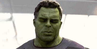 Hulk Looking Down With Eyes Closed Close Up GIF