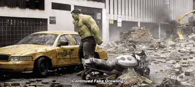 Hulk Standing In Front Of NYC Taxi GIF