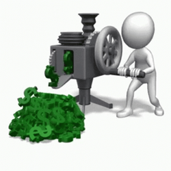 Human Figure Operating A Money Generator GIF