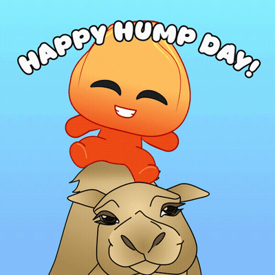 Hump Day Greeting Card With Camel And Cartoon Character GIF