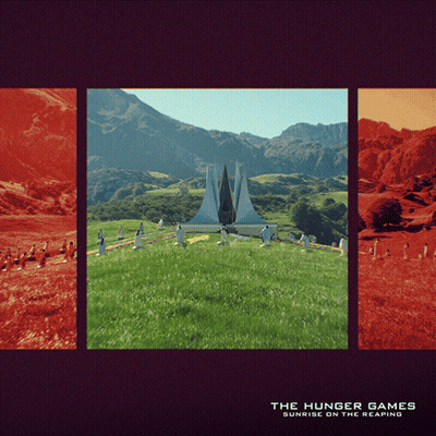Hunger Games Poster With Pyramid In Field GIF