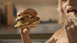 Hungry American Girl Eating Burger GIF