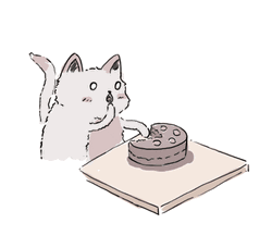 Hungry Cat Eating Cake