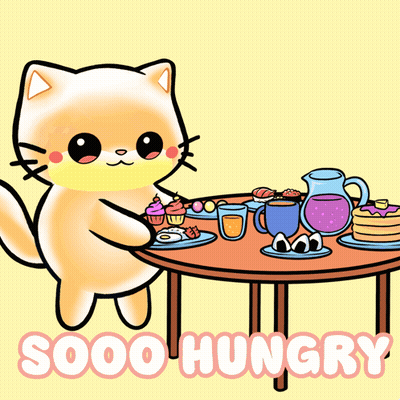 Hungry Cat Holding Table With Food GIF