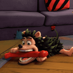 Hungry Dennis And Gnasher Chewing Bone GIF