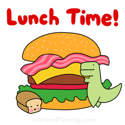 Hungry Dinosaur Lunch Time Burger  GIF