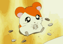 Hungry Hamtaro Munching Sunflower Seed Snack GIF