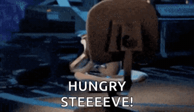 Hungry Steeeve Cartoon In Dark Room GIF