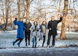 Hurray Jump Shot With Family Friends GIF